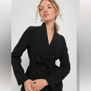 Tuckernuck Gracie Black Wrap Blazer with Self-Tie Belt